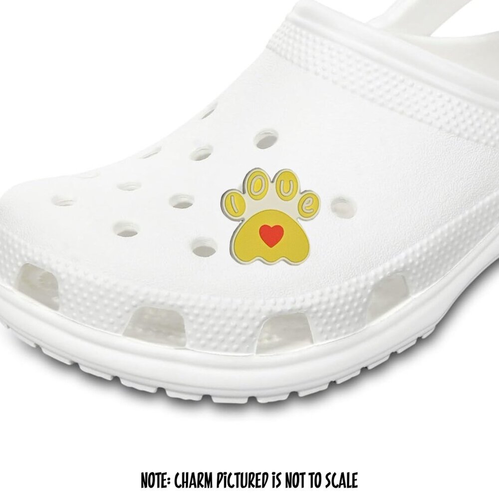 Yellow Dog Paw Print Love Heart Dog Paw Croc Charm